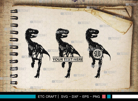 Dinosaur Skeleton Monogram, Dinosaur Silhouette, Dinosaur Skeleton SVG, Dinosaur Bones Svg, Jurassic Animal Svg, T-Rex Svg, SB00253 SVG ETC Craft 