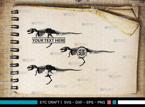 Dinosaur Skeleton Monogram, Dinosaur Silhouette, Dinosaur Skeleton SVG, Dinosaur Bones Svg, Jurassic Animal Svg, T-Rex Svg, SB00253 SVG ETC Craft 