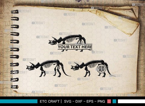 Dinosaur Skeleton Monogram, Dinosaur Silhouette, Dinosaur Skeleton SVG, Dinosaur Bones Svg, Jurassic Animal Svg, T-Rex Svg, SB00253 SVG ETC Craft 