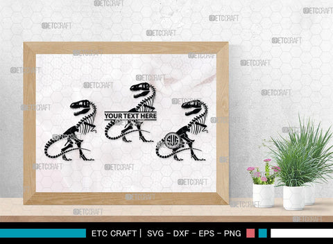 Dinosaur Skeleton Monogram, Dinosaur Silhouette, Dinosaur Skeleton SVG, Dinosaur Bones Svg, Jurassic Animal Svg, T-Rex Svg, SB00253 SVG ETC Craft 