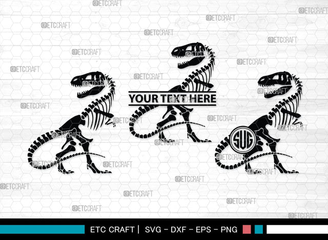 Dinosaur Skeleton Monogram, Dinosaur Silhouette, Dinosaur Skeleton SVG, Dinosaur Bones Svg, Jurassic Animal Svg, T-Rex Svg, SB00253 SVG ETC Craft 