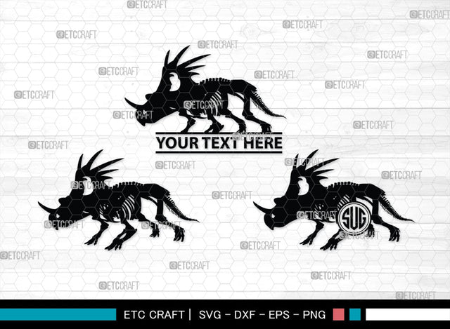 Dinosaur Skeleton Monogram, Dinosaur Silhouette, Dinosaur Skeleton SVG, Dinosaur Bones Svg, Jurassic Animal Svg, T-Rex Svg, SB00253 SVG ETC Craft 