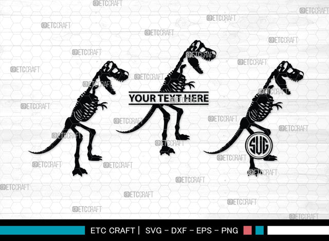 Dinosaur Skeleton Monogram, Dinosaur Silhouette, Dinosaur Skeleton SVG, Dinosaur Bones Svg, Jurassic Animal Svg, T-Rex Svg, SB00253 SVG ETC Craft 