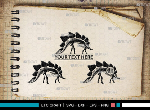 Dinosaur Skeleton Monogram, Dinosaur Silhouette, Dinosaur Skeleton SVG, Dinosaur Bones Svg, Jurassic Animal Svg, T-Rex Svg, SB00253 SVG ETC Craft 