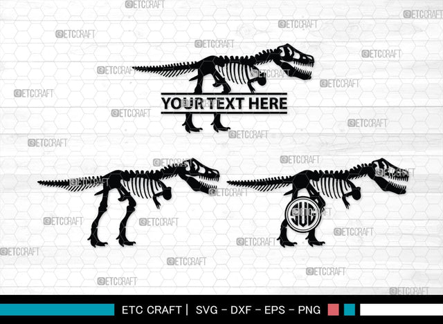 Dinosaur Skeleton Monogram, Dinosaur Silhouette, Dinosaur Skeleton SVG, Dinosaur Bones Svg, Jurassic Animal Svg, T-Rex Svg, SB00253 SVG ETC Craft 
