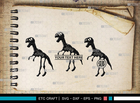 Dinosaur Skeleton Monogram, Dinosaur Silhouette, Dinosaur Skeleton SVG, Dinosaur Bones Svg, Jurassic Animal Svg, T-Rex Svg, SB00253 SVG ETC Craft 