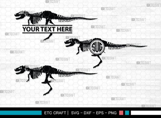 Dinosaur Skeleton Monogram, Dinosaur Silhouette, Dinosaur Skeleton SVG, Dinosaur Bones Svg, Jurassic Animal Svg, T-Rex Svg, SB00253 SVG ETC Craft 