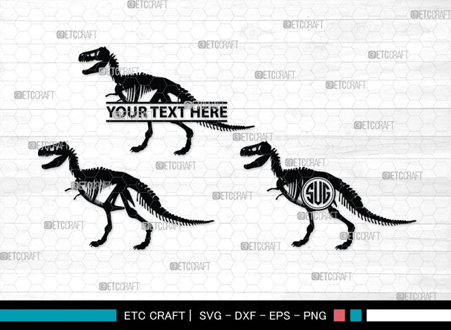 Dinosaur Skeleton Monogram, Dinosaur Silhouette, Dinosaur Skeleton SVG, Dinosaur Bones Svg, Jurassic Animal Svg, T-Rex Svg, SB00253 SVG ETC Craft 