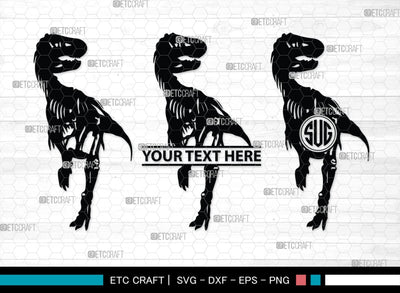 Dinosaur Skeleton Monogram, Dinosaur Silhouette, Dinosaur Skeleton SVG, Dinosaur Bones Svg, Jurassic Animal Svg, T-Rex Svg, SB00253 SVG ETC Craft 