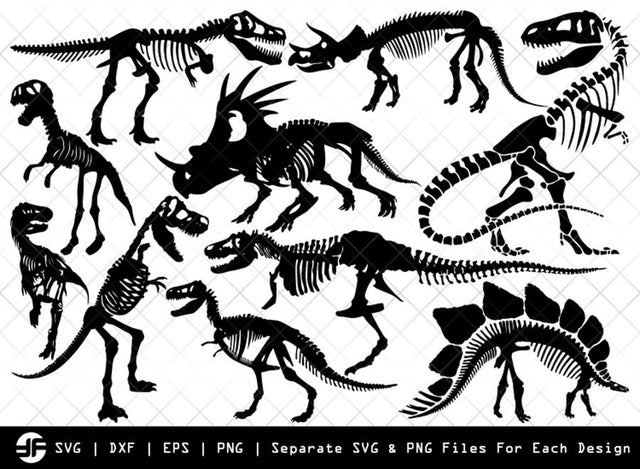 Dinosaur Skeleton SVG | Animal | Silhouette Bundle | Cut File SVG ETC Craft 