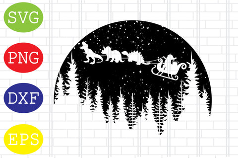 Dinosaur Sleigh Ride Svg, Christmas Scene Svg, Merry Christmas Svg, Santa Svg, Christmas Holiday Svg, Png, Eps, Dxf Files SVG DigitalSvgFiles 