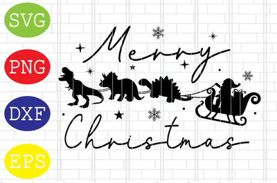 Dinosaur Sleigh Ride Svg, Merry Christmas Svg, Santa Svg, Christmas Holiday Svg, Png, Eps, Dxf Files SVG DigitalSvgFiles 
