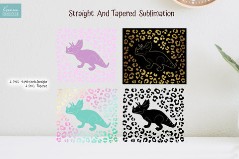 Dinosaur Sublimation Tumbler Design. Triceratops Silhouette PNG Sublimation Kseniia designer 