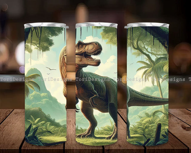 Dinosaur Sublimation Tumbler Designs, T-rex Dinosaur 20oz Tumbler Wrap, Dinosaur Tumbler PNG, Dinosaur Tumbler Straight PNG Digital Download Sublimation ToriDesigns 