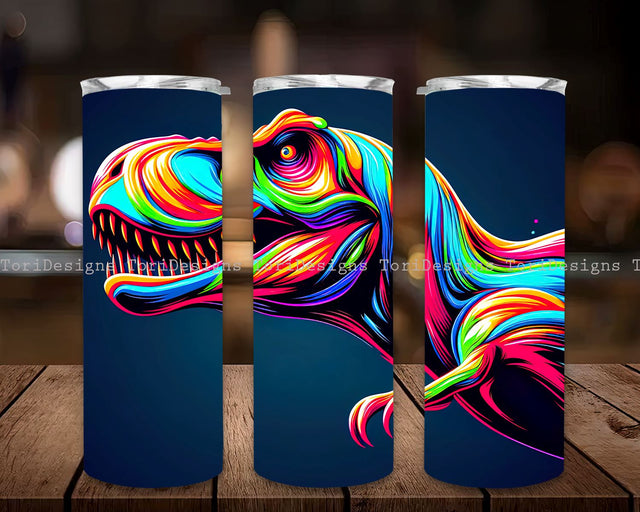Dinosaur Sublimation Tumbler Designs, T-rex Dinosaur 20oz Tumbler Wrap, Dinosaur Tumbler PNG, Dinosaur Tumbler Straight PNG Digital Download Sublimation ToriDesigns 