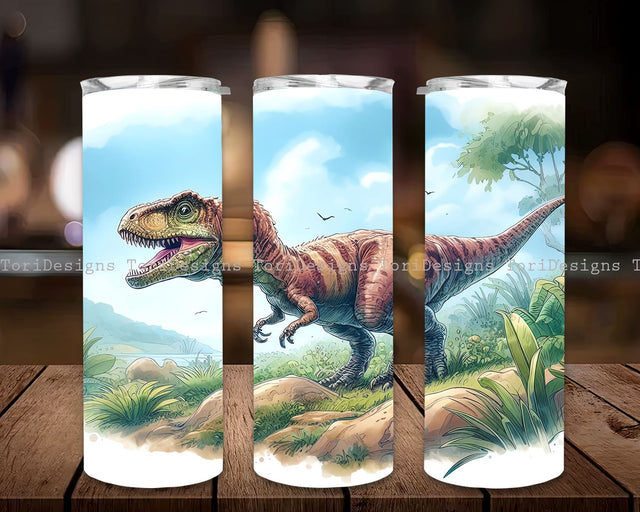 Dinosaur Sublimation Tumbler Designs, T-rex Dinosaur 20oz Tumbler Wrap, Dinosaur Tumbler PNG, Dinosaur Tumbler Straight PNG Digital Download Sublimation ToriDesigns 