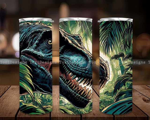 Dinosaur Sublimation Tumbler Designs, T-rex Dinosaur 20oz Tumbler Wrap, Dinosaur Tumbler PNG, Dinosaur Tumbler Straight PNG Digital Download Sublimation ToriDesigns 