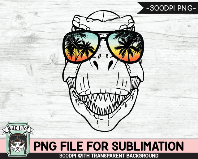 Dinosaur Sunglasses SUBLIMATION design png, T Rex png, Sunset Sunglasses PNG, Palm Tree glasses PNG, Beach Vacation png, Tyrannosaurus Rex PNG, Trex PNG Sublimation Wild Pilot 
