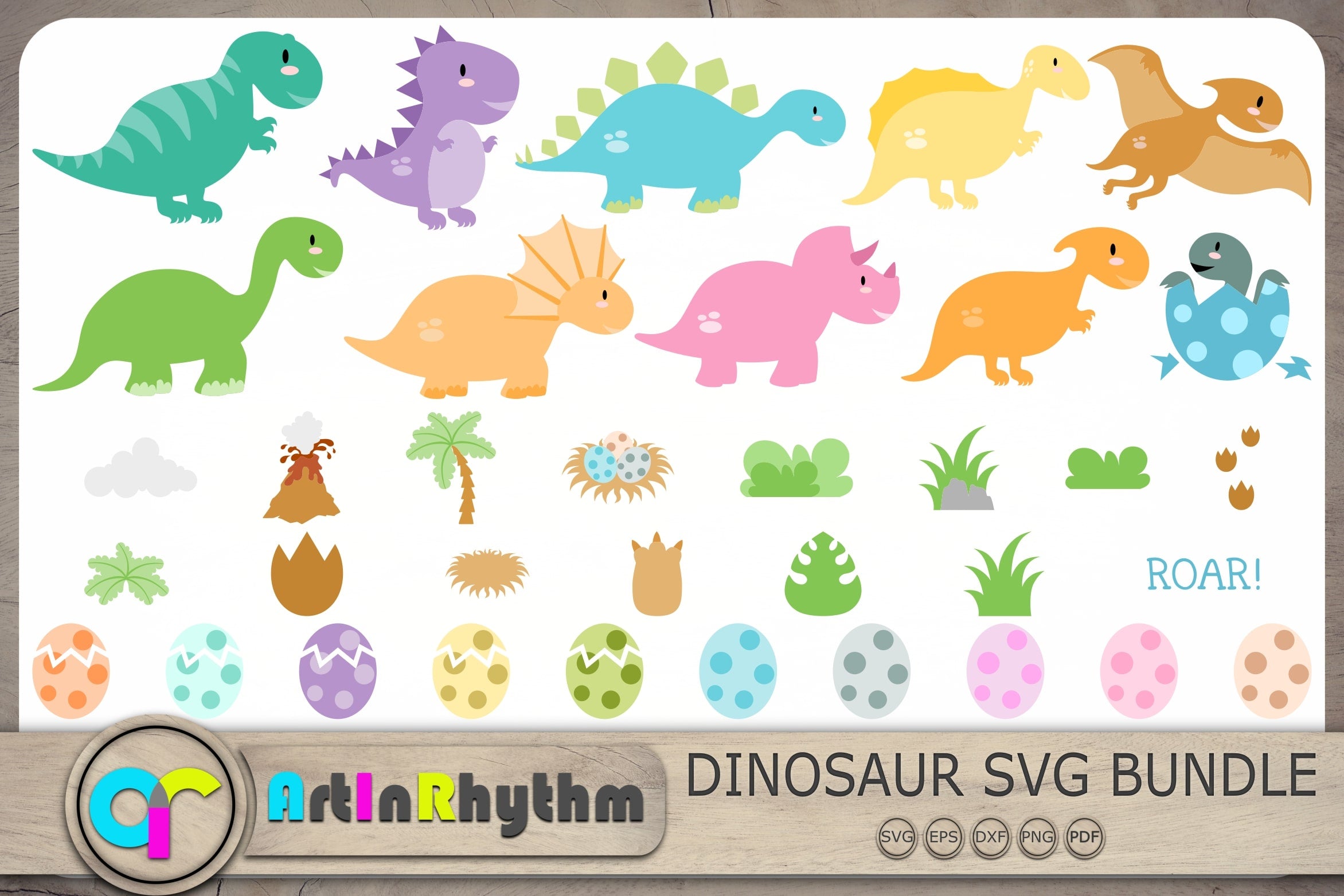 Dinosaur Svg Bundle, Baby Dinosaurs Svg, Dinosaur Cliparts, Dinosaurs ...