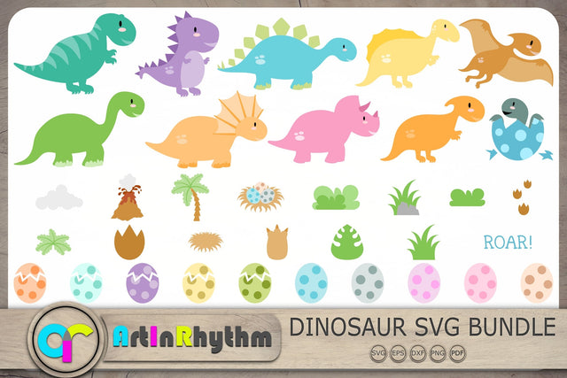 Dinosaur Svg Bundle, Baby Dinosaurs Svg, Dinosaur Cliparts, Dinosaurs Svg, Dinosaur Cut Files SVG Artinrhythm shop 