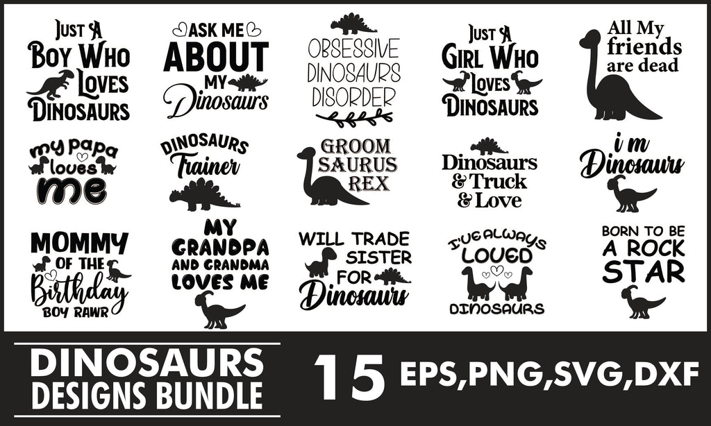 Dinosaur SVG Designs Bundle - So Fontsy