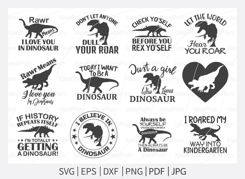 Dinosaur svg, Dinosaur svg Bundle, dinosaur clipart, Dinosaur Quotes ...