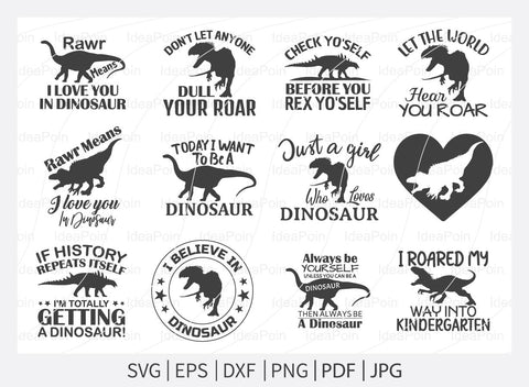 Dinosaur svg, Dinosaur svg Bundle, dinosaur clipart, Dinosaur Quotes, kids dinosaur svg SVG Dinvect 