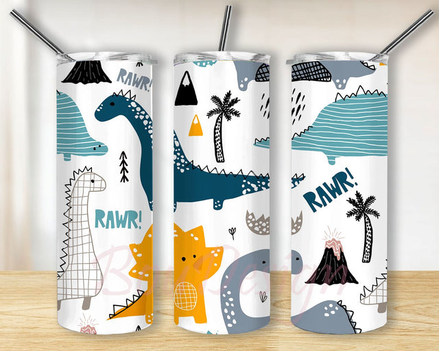 Dinosaur Tumbler, Dinosaur Gifts For Boys, Dinosaur Tumbler 20oz Skinny Tumbler Sublimation Designs Sublimation BouDesign 