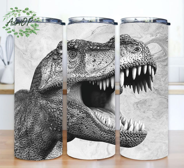 Dinosaur tumbler sublimation Wrap png Design Download for kid 20oz Skinny tumbler 20oz Sub Tumbler birthday gift for boy Tyrannosaurus T-rex Sublimation AdriOP 