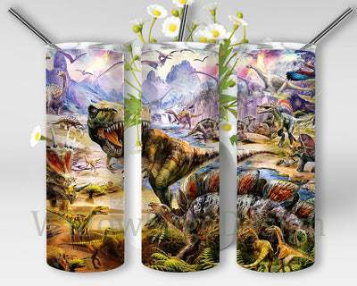 Dinosaur Volcano 20oz Full Tumbler Wrap, Dinosaur Jura Watercolor Design Png, Volcano Jura Tumbler Png, Prehistory Dinosaurs Sublimation Design for Straight, Digital Download Sublimation WillowSageDesign 