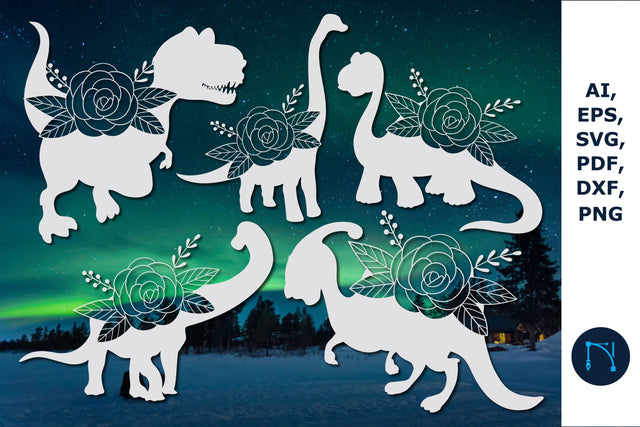 dinosaur with rose paper cut SVG bundle SVG MD JOYNAL ABDIN 