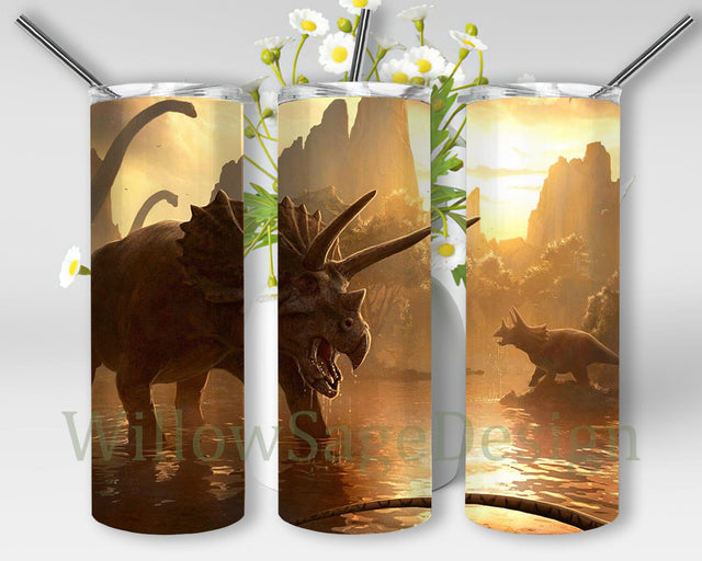 Dinosaurs 20oz Skinny Tumbler, Triceratops Design Png, Jurassic Tumbler Wrap, Dinosaurs Jurassic Tumbler Png, Ancient Animals Tumbler Template, Digital Download Sublimation WillowSageDesign 