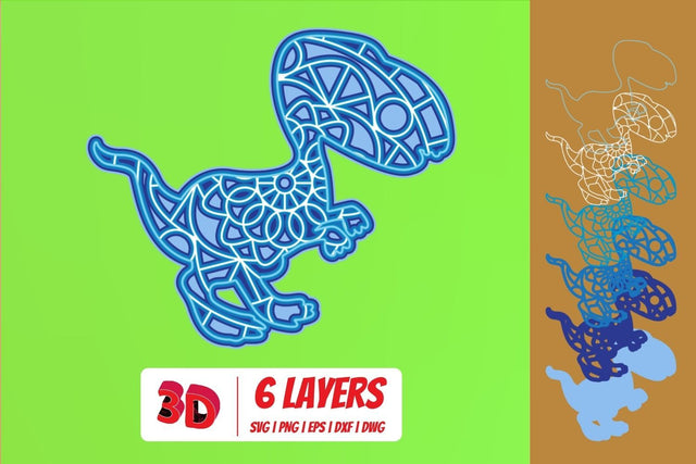 Dinosaurs 4 3D Layered SVG Cut File SVG SvgOcean 