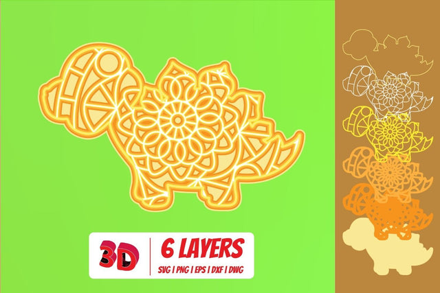Dinosaurs 5 3D Layered SVG Cut File SVG SvgOcean 