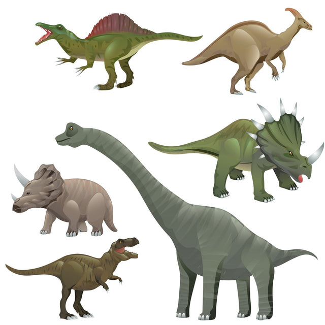 Dinosaurs cartoon character. Brachiosaurus, pterodactyl, tyrannosaurus rex, dinosaur skeleton, triceratops, stegosaurus. Funny animal vector illustration SVG naemmiah021 
