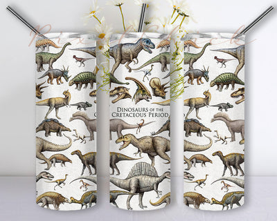 Dinosaurs of the Cretaceous Period 20oz Skinny Tumbler Sublimation Designs for Straight/Tapered Tumbler Design, Dinosaurs PNG Digital Download Sublimation PixelChick 