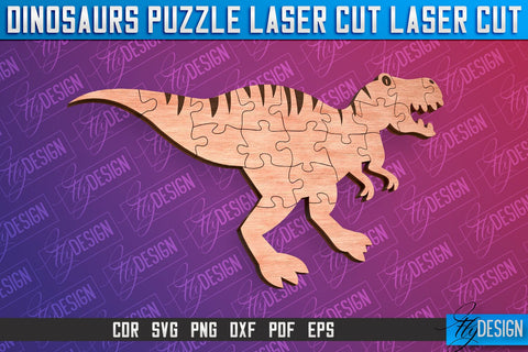 Dinosaurs Puzzle Laser Cut | Puzzle Game Laser Cut SVG Design | CNC Files SVG Fly Design 