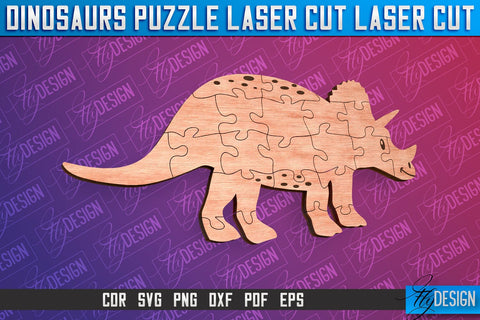 Dinosaurs Puzzle Laser Cut | Puzzle Game Laser Cut SVG Design | CNC Files SVG Fly Design 
