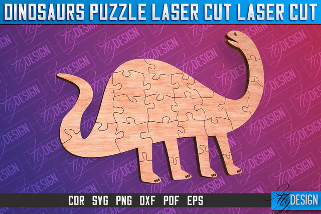 Dinosaurs Puzzle Laser Cut | Puzzle Game Laser Cut SVG Design | CNC Files SVG Fly Design 