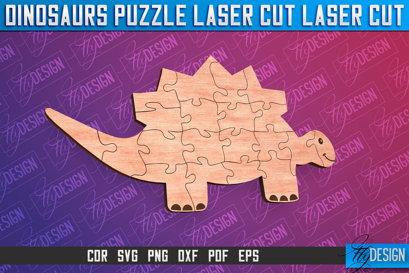 Dinosaurs Puzzle Laser Cut | Puzzle Game Laser Cut SVG Design | CNC Files SVG Fly Design 