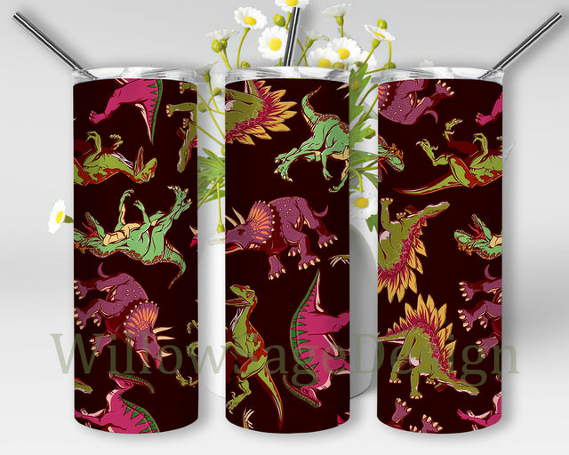 Dinosaurs Roar Full Tumbler Wrap, Dinosaur Tumbler Png, Dinosaur Family Tumbler Template, Colorful Dino Sublimation Design, Instant Download Sublimation WillowSageDesign 