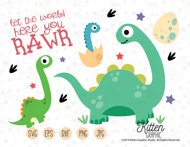 Dinosaurs Set SVG KittenGraphic 