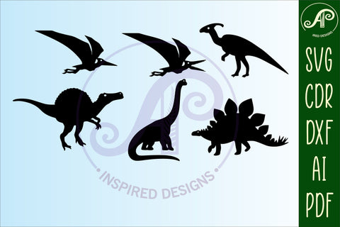 Dinosaurs Silhouette laser cut shapes x 18 SVG SVG APInspireddesigns 