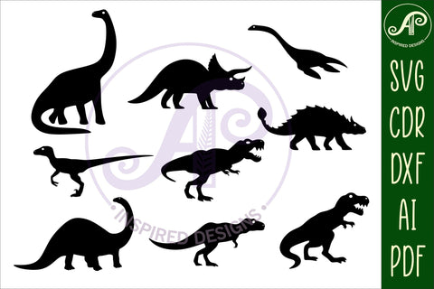 Dinosaurs Silhouette laser cut shapes x 18 SVG SVG APInspireddesigns 