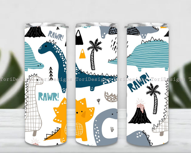 Dinosaurs Tumbler Wrap, Dinosaur Tumbler Design, Tumbler for Kid/ Children, Sublimation Tumbler Design Download Sublimation ToriDesigns 