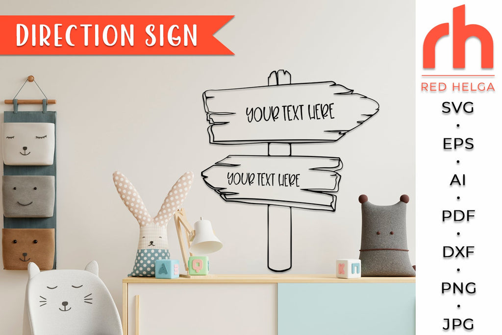 Direction Sign SVG - Old Signboard Cut File - So Fontsy