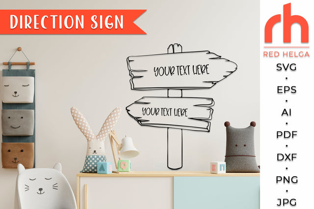 Direction Sign SVG - Old Signboard Cut File SVG RedHelgaArt 