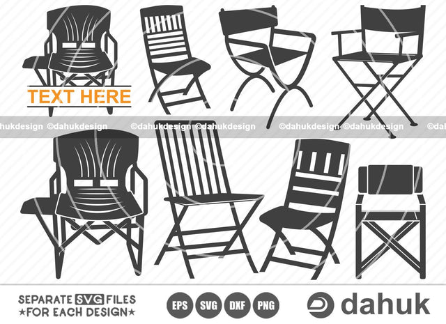 Directors chair svg, Chair icon, Director chair vector, Theater chair svg, Cut file for silhouette, svg, eps, dxf, png, clipart cricut design space, vinyl cut files SVG dahukdesign 