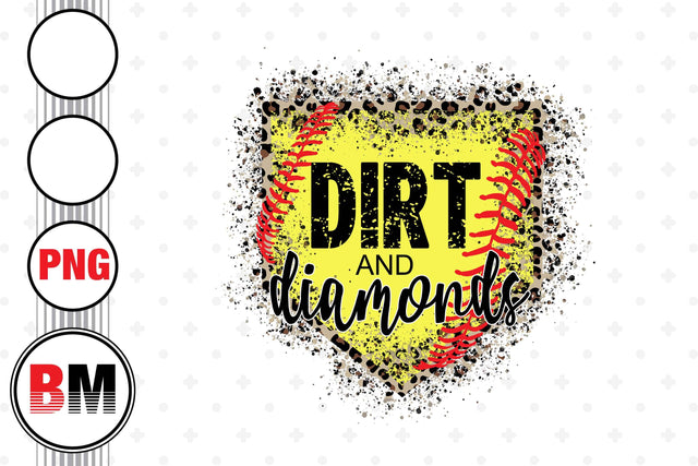 Dirt and Diamonds Softball Leopard PNG Files Sublimation BMDesign 