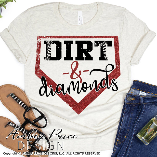 Dirt and Diamonds SVG | Baseball Mama SVG | Baseball SVG PNG DXF | Baseball mom shirt SVG file | Spring SVG | Amber Price Design SVG Amber Price Design 